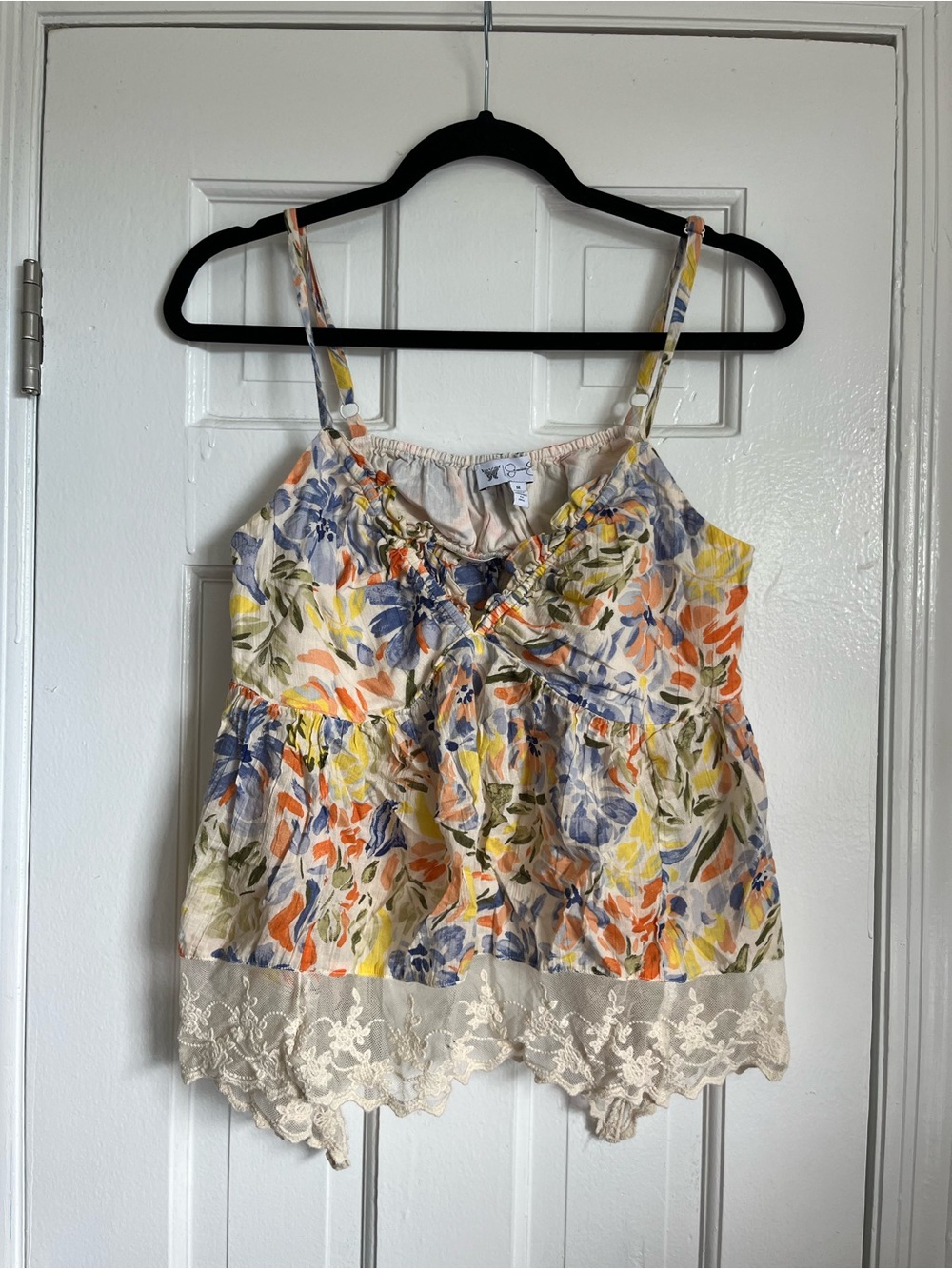 Jessica Simpson Floral Lace-Trim Cami in Orange, Blue, Yellow